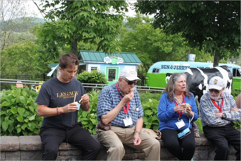 Cary W, Barry W,  Diane, and Bob W At Ben and Jerry's ice cream plant